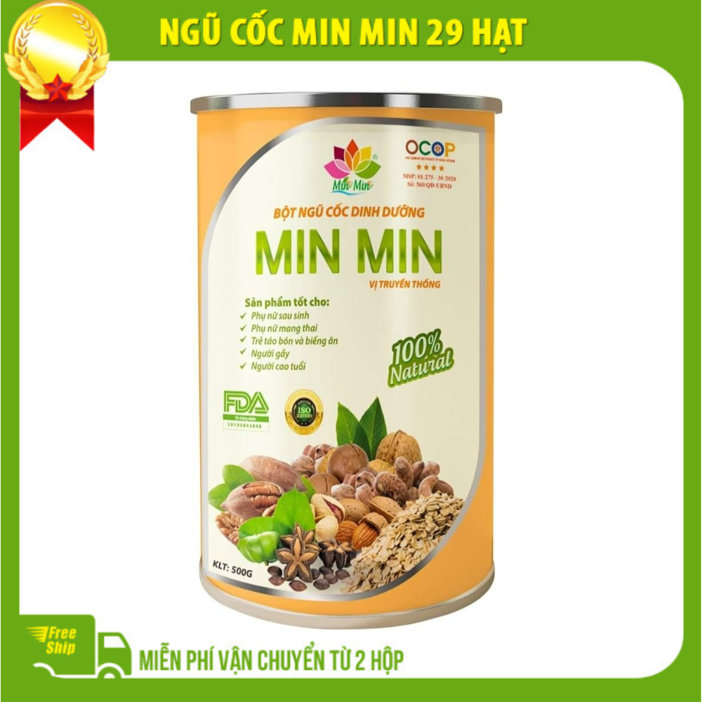 (Combo 2 Hộp )Ngũ cốc dinh dưỡng Min Min 29 hạt dạng lon thiếc